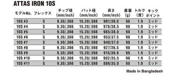 USTマミヤ アッタス 10 アイアンシャフト (UST Mamiya ATTAS 10 Iron) 単品 単品販売 リシャフト時工賃別途必要
