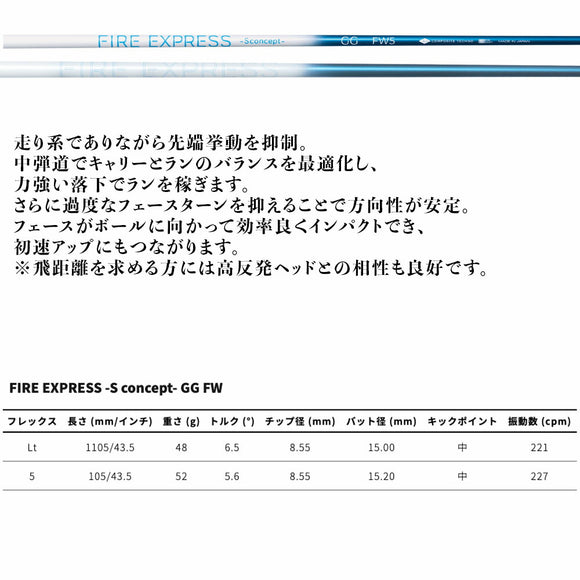コンポジットテクノ FIRE EXPRESS S concept GG FW ファイアーエクスプレス エスコンセプト フェアウェイウッド専用 単品購入不可 リシャフト時工賃別途必要