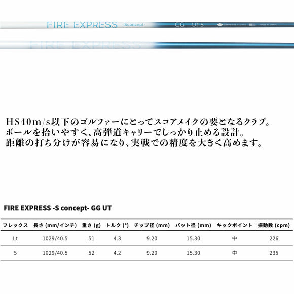 コンポジットテクノ FIRE EXPRESS S concept GG UT ファイアーエクスプレス エスコンセプト ユーティリティ専用 高弾道設計 距離 安定方向性