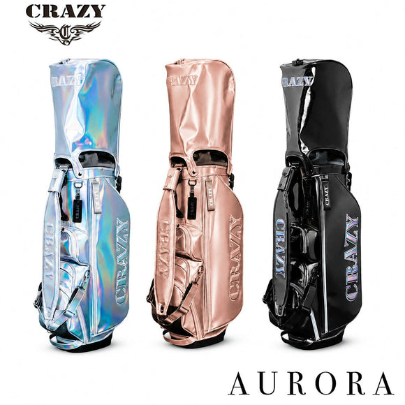 7/19発売 予約中 CRAZY クレイジー ゴルフ キャディバッグ スタンド 9インチ フード付 メンズ レディース 軽量 大容量 TPU オーロラカラー 撥水 スタンド式