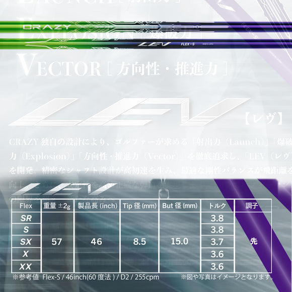 CRAZY LEV クレイジー レヴ シャフト 高精度設計 ドライバー用 カーボンシャフト 単品販売不可 リシャフト時工賃別途必要