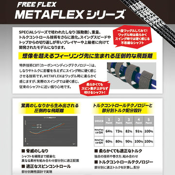 SRIXON スリクソン ゼクシオ14 ZXi対応 スリーブ付シャフト フリーフレックス シャフト FREEFLEX shaft METAFLEX CBT 5H 6H Dr ドライバー用