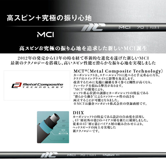 フジクラ New MCI 2025年モデル シャフト 高スピン MCT DHX アイアン用 カーボンシャフト 単品販売不可 リシャフト時工賃別途必要 日本仕様