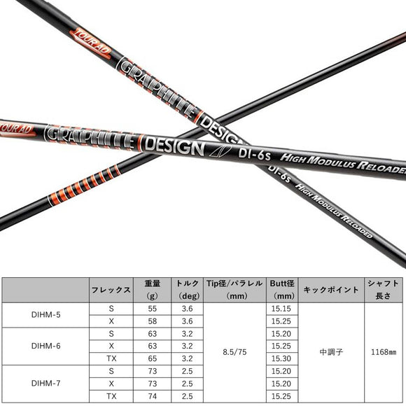 グラファイトデザイン TOUR AD DI HIGH MODULUS RELOADED 超高弾性 限定3000本 リシャフト工賃別途必要 単体購入不可