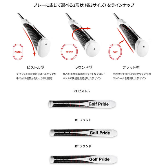 Golf Pride ゴルフプライド REVERSE TAPER SMALL RTパターグリップ スモール 小型モデル 逆テーパーデザイン 58Rコア 軽量56g/62g