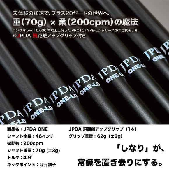 クーポン対象商品 JPDA ONE ワン ドラコン発想 飛距離特化型 超柔設計 加速体験 方向性安定 専用重量グリップ付 単品販売不可 リシャフト工賃別途必要