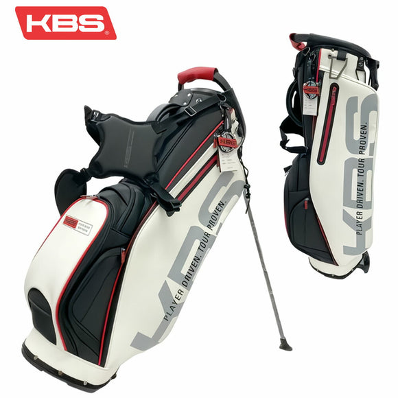 数量限定  KBS ゴルフ スタンドキャディバッグ 9インチ 3.4kg 合成皮革 5分割口枠 ブラック ホワイト 軽量 ゴルフバッグ CB001 kbs golf
