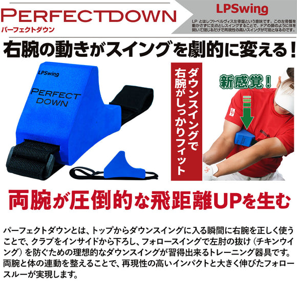 LPSwing PERFECT DOWN パーフェクトダウン ゴルフ練習器具 吉田直樹監修 ダウンスイング矯正 右腕 左肘改善 チキンウイング防止 軽量 トレーニング