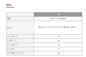 Masda golf マスダゴルフ M425 ストレート  ブラックオキサイド仕上げ 黒染め #SW ロフト角58° ヘッド単品販売
