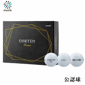 muziik ムジーク CORTEO PREMIUM コルテオ プレミアム ホワイト 1ダース 12球入 42g軽量 ウレタンカバー 2ピース 42m以下対応 飛距離 スピン重視 ゴルフボール
