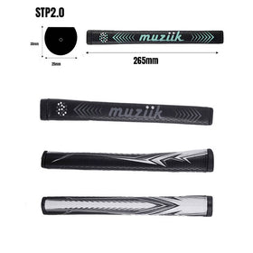 Muziik パター スクエアテーパレス 2.0インチ ブラック ピストル型 アライメント重視 軽量スタンダードモデル ゴルフグリップ