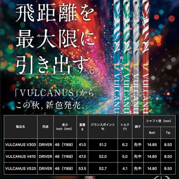 日本シャフト VULCANUS バルカヌス ウッド用 カーボンシャフト グリーン 単品販売 リシャフト時工賃別途必要