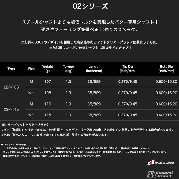 クーポン対象商品 オリムピック デラマックス DERAMAX 02シリーズ パター専用シャフト 単品販売不可 リシャフト時工賃別途必要
