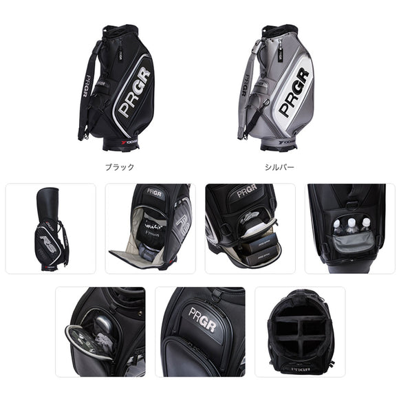 8月6日発売予定 クーポン対象商品 PRGR プロ使用 キャディバッグ PRCB-261 9.5型 47インチ 5.1kg PU 合成皮革 保冷ポケット 3点式ショルダー 2026モデル