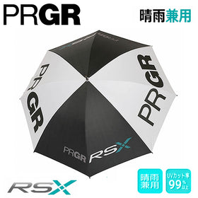 PRGR プロ使用大型アンブレラ PRUM-251 ゴルフ用 晴雨兼用 UVカット 99%以上 ブラック×ホワイト シルバー 77cm グラスファイバー傘骨 アルミシャフト