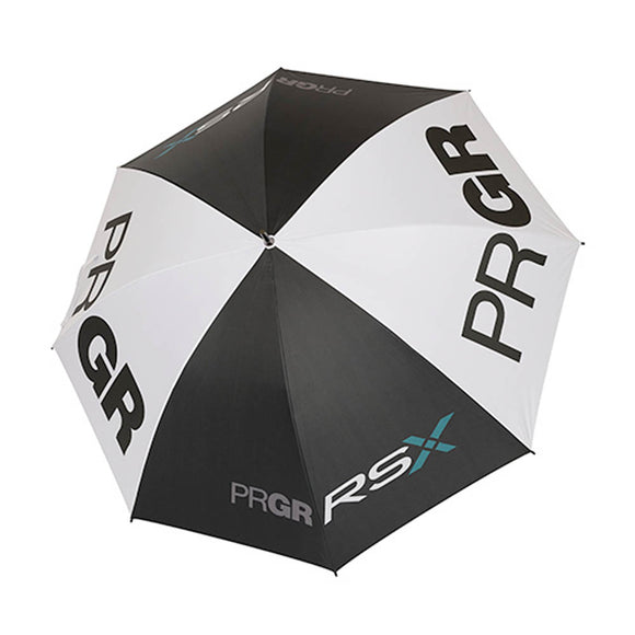 PRGR プロ使用大型アンブレラ PRUM-251 ゴルフ用 晴雨兼用 UVカット 99%以上 ブラック×ホワイト シルバー 77cm グラスファイバー傘骨 アルミシャフト