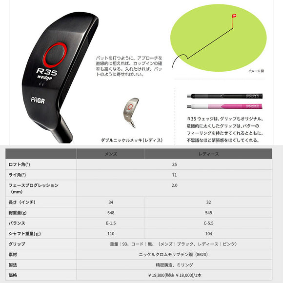 PRGR プロギア R35 WEDGE ウェッジ ロフト角35度 クラブ長32インチ レディース
