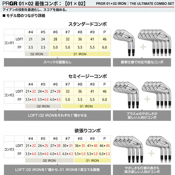 正規取扱店 PRGR カスタムオーダー 02 IRON 三菱ケミカル VANQUISH アイアン＃6-＃9.＃P/5本セット
