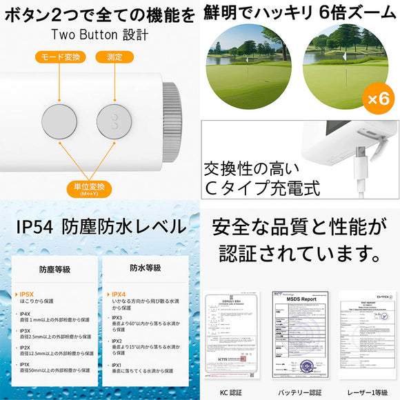 RARA JAPAN ナイスキャディ MUSE ミューズ 超小型 ゴルフ用レーザー距離計 外部LCD搭載 ピンシーカー スロープ機能付き 2025 マグネットなし 本革ケースあり