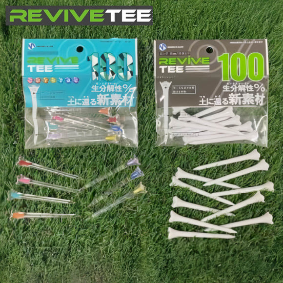 アウトレット 在庫限り特価 REVIVE TEE リバイブティー クリスタル7本入り／ホワイト10本入り 生分解素材 高性能ゴルフティー ロング 70mm