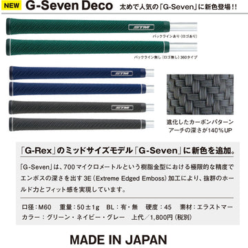 STM ゴルフ グリップ G-Seven Deco ジーセブン デコ M60 バックラインあり なし エラストマー ミッドサイズ 太め カーボンパターン 2026年モデル 新色 日本製