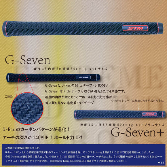 STM G-Seven+ Plus ゴルフグリップ ミッドサイズ 高ホールド力 カーボンパターン進化