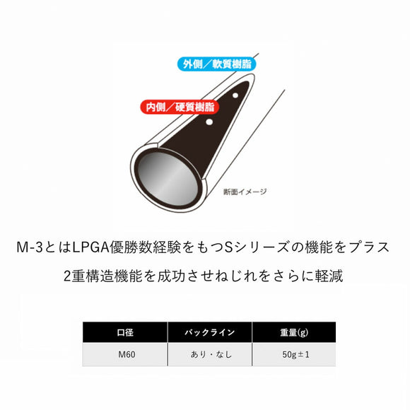 STM エスティーエム M3 M-3 ゴルフグリップ M60 50g バックライン有無 ダブル構造でねじれ軽減 メンズ レディース対応 ゴルフクラブ用グリップ パッケージ入り