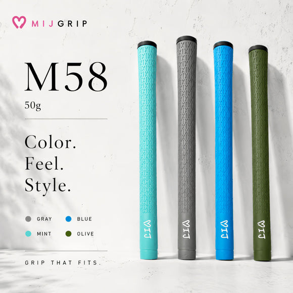 STM エスティーエム MIJ GRIP ゴルフグリップ M58 バックラインなし エラストマー 水に強い 親水エンボス フィット感 滑らない 交換用 カラーグリップ