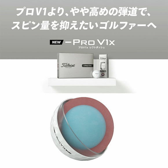 2026年モデル Titleist タイトリスト Pro V1x LEFT DASH レフトダッシュ ゴルフボール 高弾道 低スピン 高初速 風に強い ツアー性能 プレーナンバー1 2 3 4