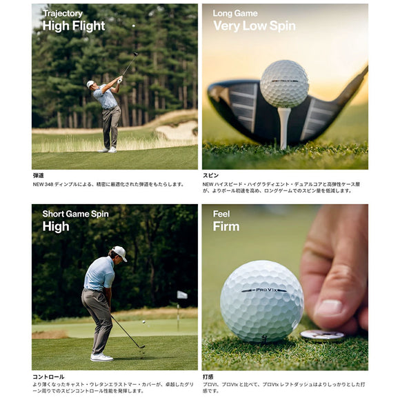 2026年モデル Titleist タイトリスト Pro V1x LEFT DASH レフトダッシュ ゴルフボール 高弾道 低スピン 高初速 風に強い ツアー性能 プレーナンバー1 2 3 4