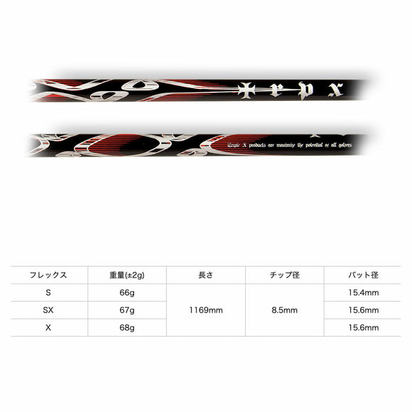 TRPX X-line Concept 高弾性カーボンゴルフシャフト 上級者向け 飛距離 操作性 V伝説 単品販売不可 リシャフト時工賃別途必要