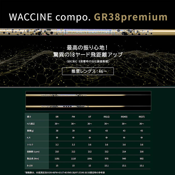 ワクチンコンポ WACCINECOMPO GR38 premium プレミアム DR ドライバー用シャフト 単品販売不可 リシャフト時別途工賃必要