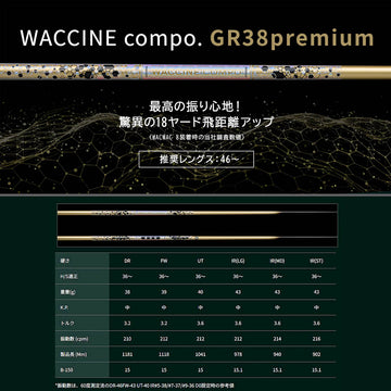 YAMAHA ヤマハ 2024 RMX VD スリーブ付シャフト ワクチンコンポ WACCINECOMPO GR38 premium プレミアム DR ドライバー用シャフト