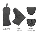 渡辺製作所 無地ヘッドカバー ゴルフヘッドカバー 1W FW UT PTピン型 マレット対応 シンプルデザイン ロゴ無し フリース内装 マグネット式 パター用有 ブラック